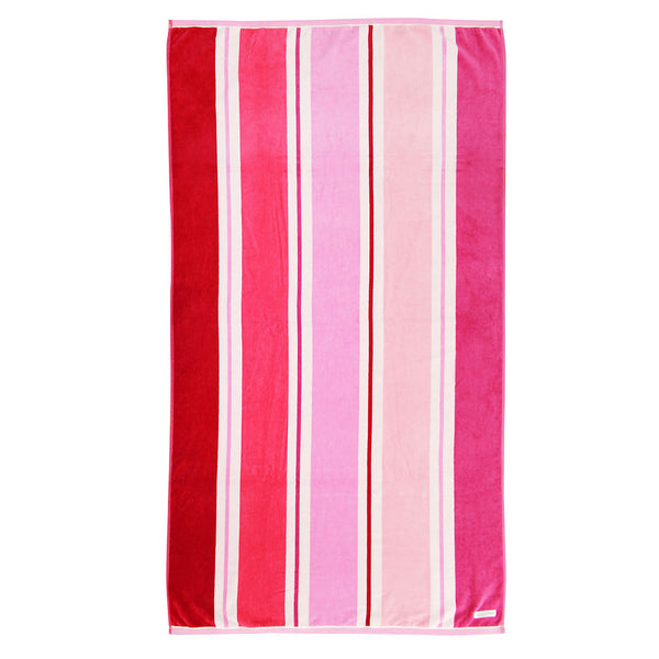 Cotton Velour Beach Towel- Lenox Stripe