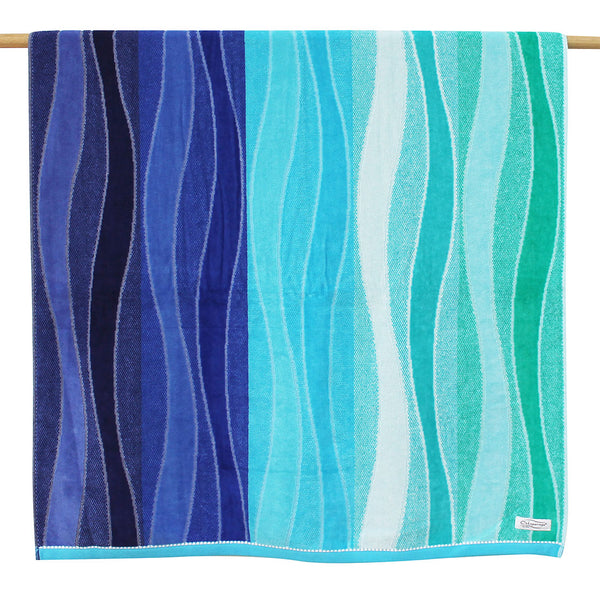 Cotton Velour Beach Towel- Wave
