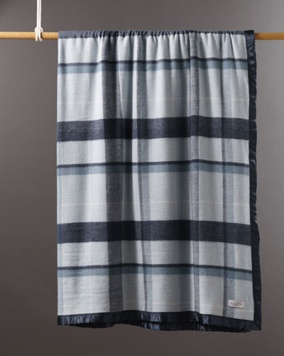 Australian Wool Check Blanket- Blue