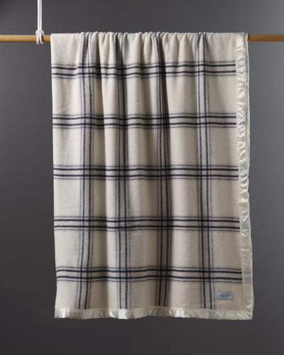 Australian Wool Check Blanket- Natural