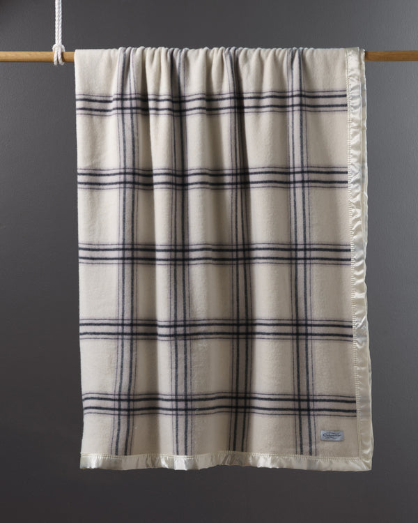 Australian Wool Check Blanket- Natural