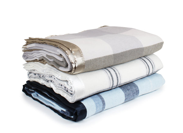Australian Wool Check Blanket- Natural