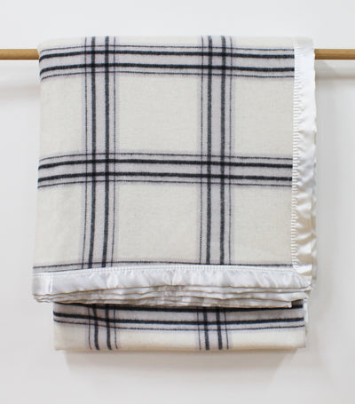 Australian Wool Check Blanket- Natural