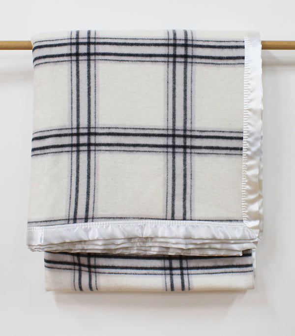 Australian Wool Check Blanket- Natural