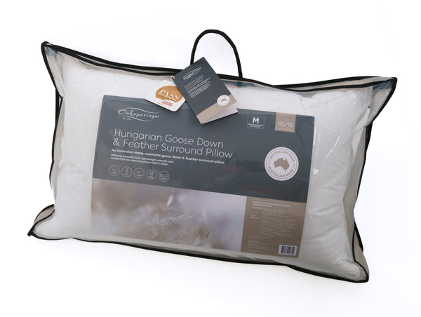Australian Made 85/15 Hungarian Goose Down & Feather Surround Pillow