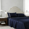 Embroidered Egyptian Cotton Hotel Sheet Set- Navy