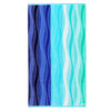 Shade of waves cotton velour beach towel blue.