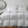 Onkaparinga Hungarian 50/50 goose down and feather quilt and pillows lifestyle shot.