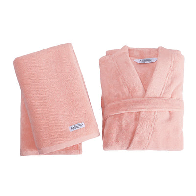 Onkaparinga folded bathrobe and towel set pink blush.