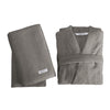 Onkaparinga folded bathrobe and towel set grey.