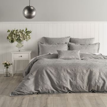 Esther Quilt Cover Set - Silver