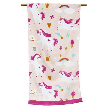 Kids printed beach towel unicorns & rainbows