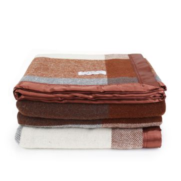 Australian Wool Check Blanket Terracotta - QB/KB